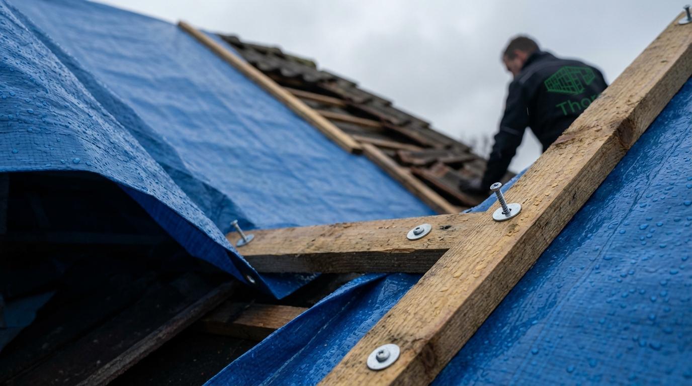 midlertidig afdækning efter storm
