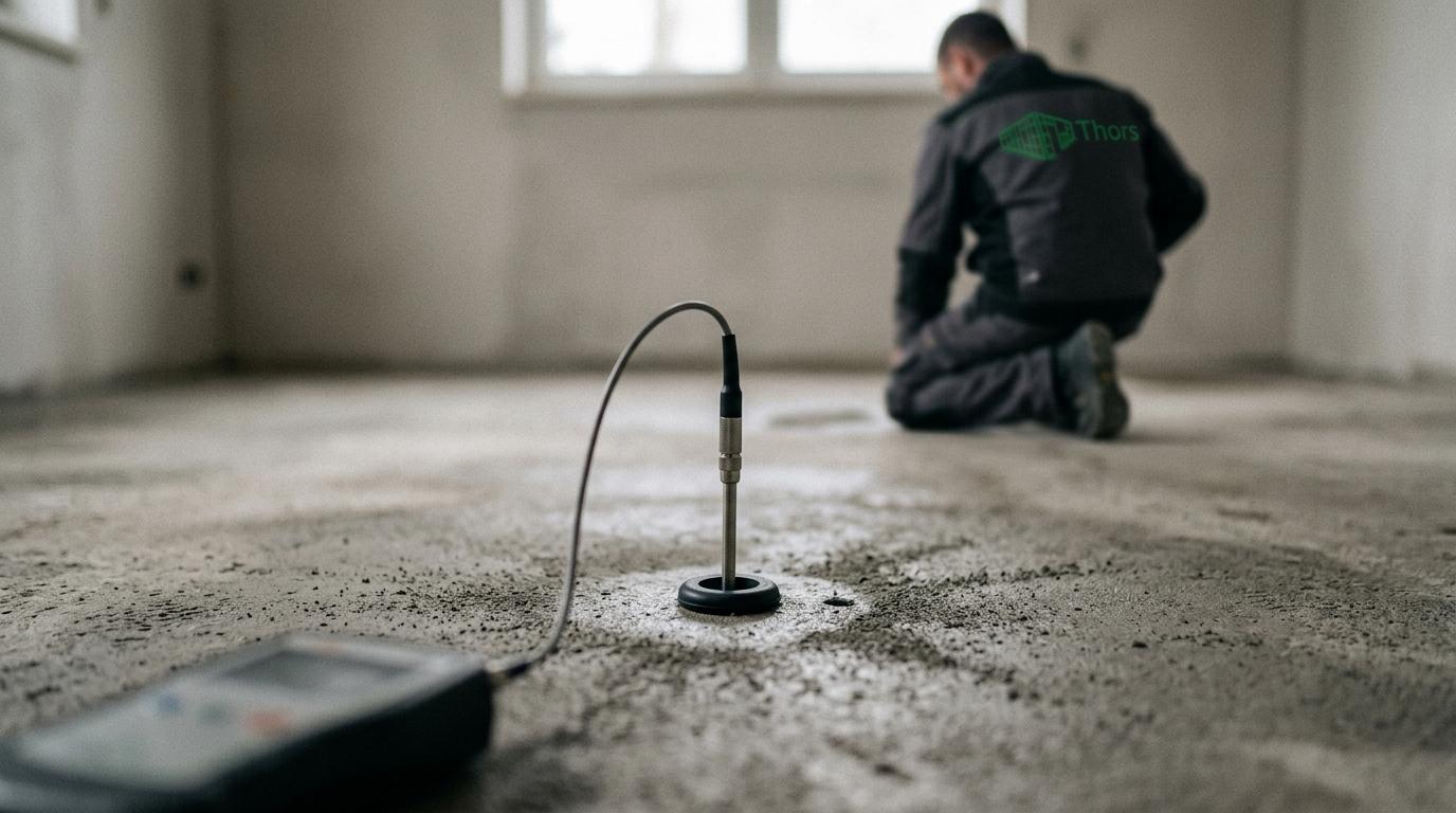 udtørring af betongulv efter vandskade